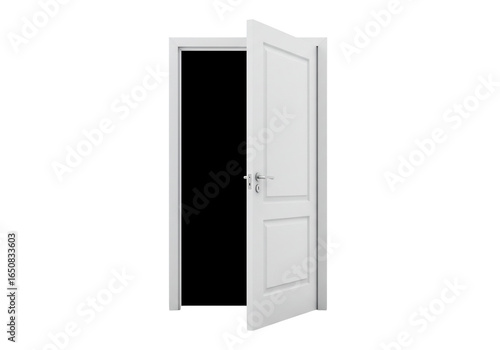 Open white door on transparent background