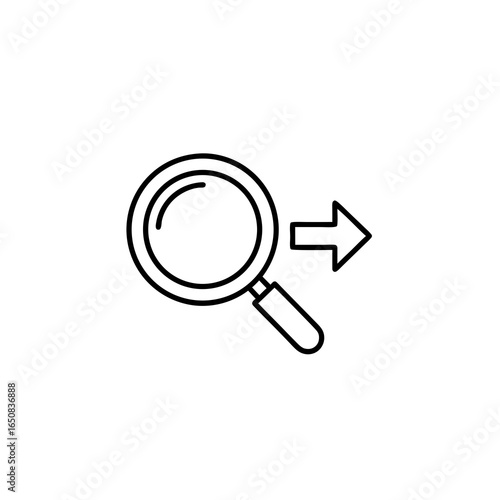 Simplistic Search Icon with Directional Arrow Guiding Towards Results and Opportunities forward