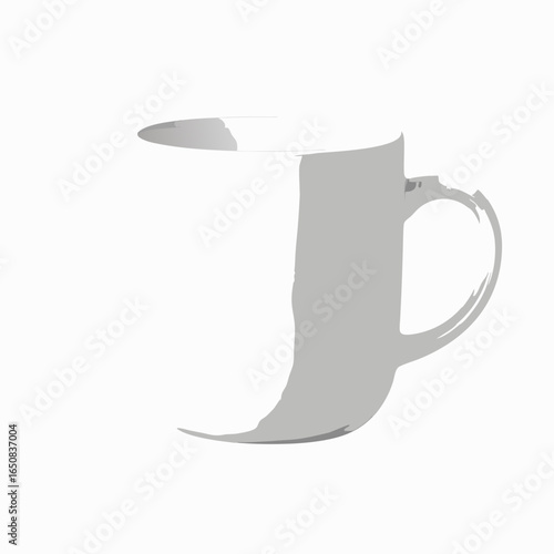 Minimalist mug illustration showcasing simple design and subtle grayscale variations conveying an essence of purity and tranquility