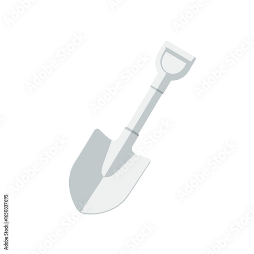 Minimalist shovel illustration conveys digging and simple gardening with neutral tones and clean lines