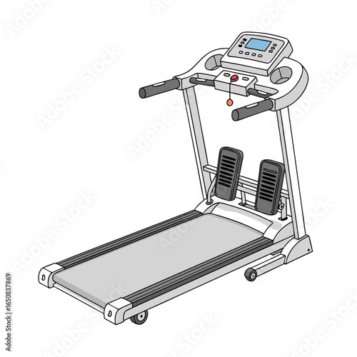 Illustration of a treadmill for indoor exercise and fitness, promoting active lifestyles and wellness routines