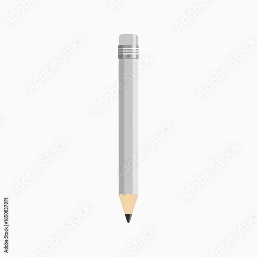 Isolated single grey pencil, educational tool for drawing and writing activities minimalist design simple object stationary supply presentation icon