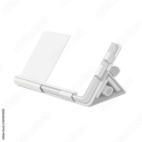 Minimalist white adjustable tablet stand for digital device viewing offering ergonomic support and comfort viewing experience