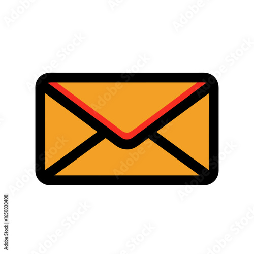 Stylized depiction of an envelope with bold lines and vibrant color palette suggesting communication
