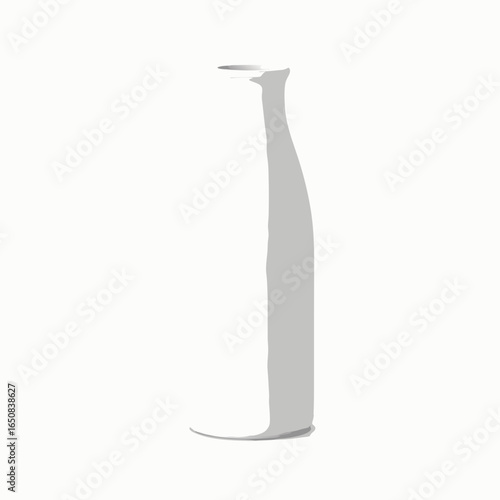 Minimalist representation of a slender vase casting subtle shadows on white surface artistic rendition
