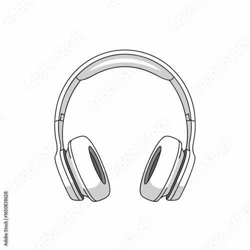Minimalist depiction of headphones with sleek design and clear lines, ideal for showcasing audio equipment or stylized representations