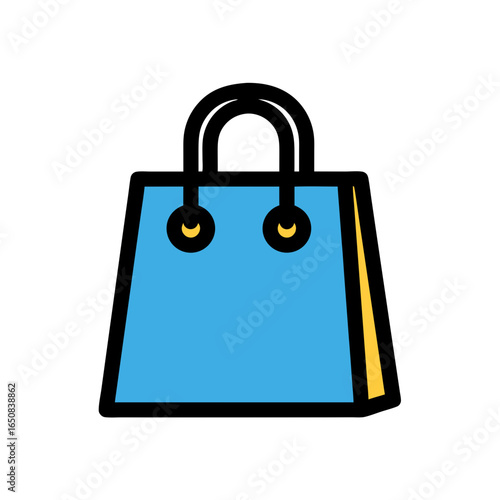 Minimalist shopping bag illustration depicting retail therapy and purchase symbol representing consumerism and merchandise