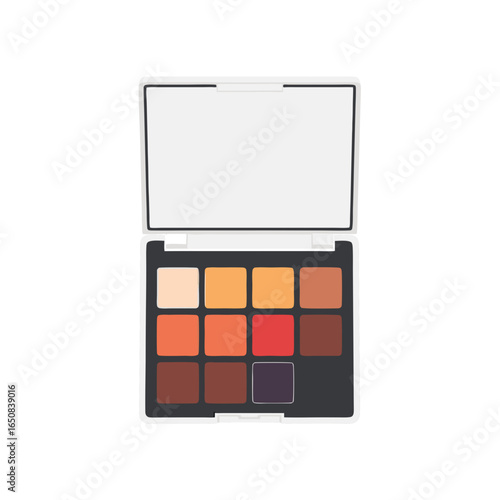 Palette of vibrant eye shadows suggesting artistic expression and beauty concepts in makeup application and design