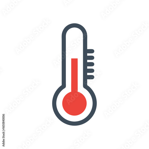 Stylized thermometer illustration showing elevated temperature in a clear graphic representation suitable for health or weather themes