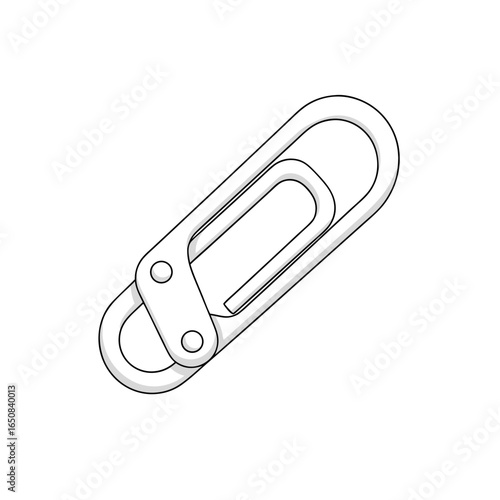 Metallic fastener design, isolated on white canvas, modern safety clip illustration for industrial graphic, and hardware engineering solutions