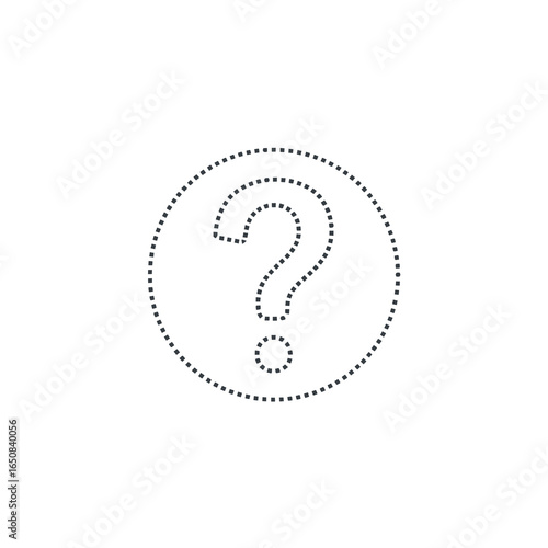 Dotted question mark within a circle conveying uncertainty and exploration of knowledge
