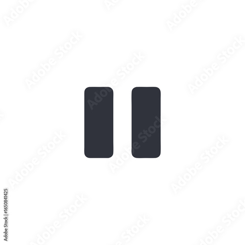 Simple pause symbol illustration on a white background for media controls and applications representation
