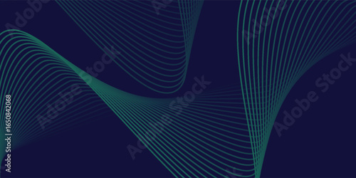 Abstract glowing wave lines on green background. Dynamic wave pattern. Modern flowing wavy lines. Futuristic concept.