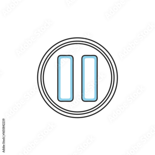 Minimalist Pause Symbol Illustration on Clean White Background Depicting Restraint and Interruption153 characters