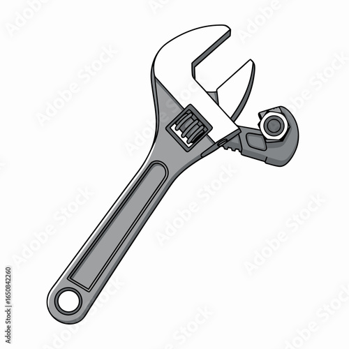 Illustration of a modern adjustable wrench tool with detailed features and practical designs for varied application