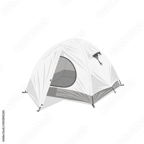 Isolated camping tent illustration showcasing outdoor recreational activity gear and adventure equipment on a clean background