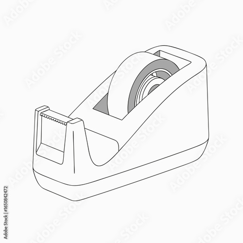 Simple line drawing of a tape dispenser illustrating office supply, a minimalist desk tool icon, and stationery essential utility for a professional