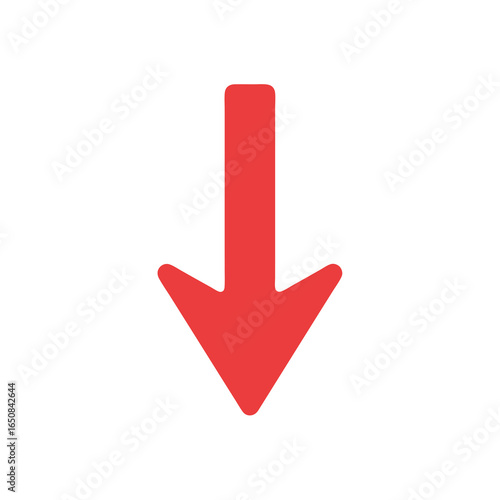 Vibrant directional arrow showcasing downward movement and graphical representation pointing down for navigation and indication
