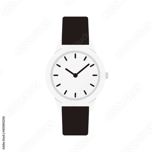 Elegant Wristwatch Depiction: A Modern Minimalist Timepiece Illustration for Commercial Use