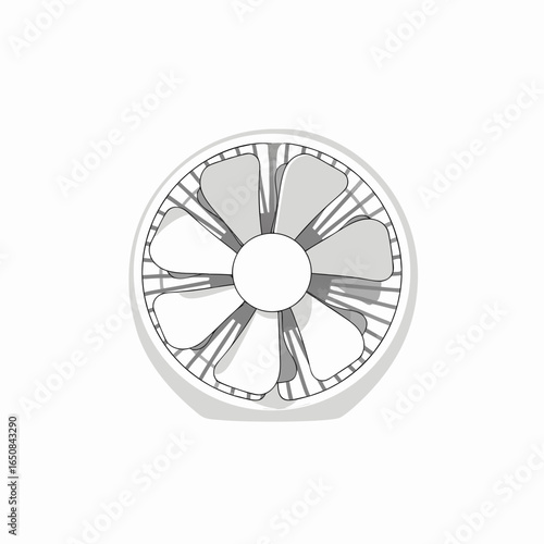 Abstract illustration of a cooling fan with a circular arrangement, highlighting airflow dynamics and ventilation mechanics ideal for tech designs