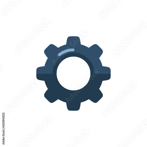Simple and Modern Illustration of a Blue Gear Wheel on a White Background symbolising precision mechanics 100