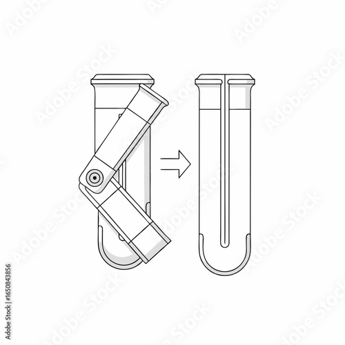 Diagram illustrating the transformation of a container with foldable element into a simpler form minimal