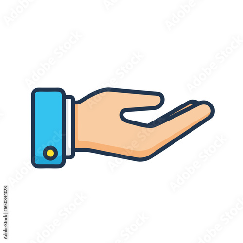 Stylized open hand concept conveying support, offering, or gesture of invitation