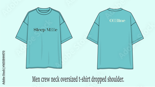 Sleep mode Men crew neck oversized t-shirt dropped shoulder.