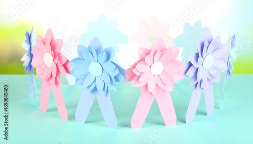 Colorful paper flower crown for a craft project.