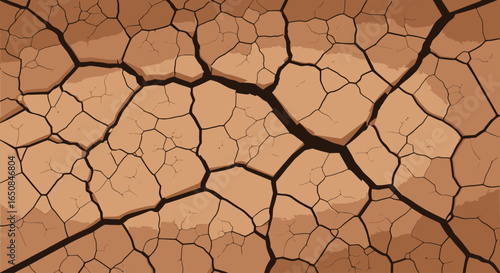 Cracked Earth Texture Illustrating Drought Conditions and Environmental Degradation, Suitable for Climate Change Awareness Campaigns and Educational Materials