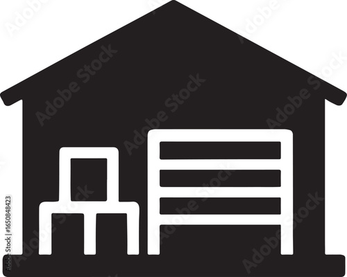Simple and modern warehouse silhouette vector for storage, logistics, and industrial designs.