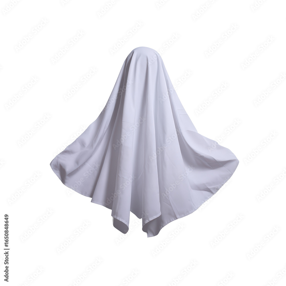 Naklejka premium Spooky ghost costume isolated on transparent background