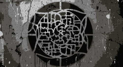 Abstract Geometric Graffiti Art on Concrete Wall, Urban Expression of Creativity and Street Art Culture, Suitable for Backgrounds and Design Projects.