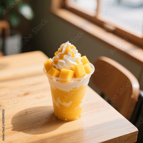 ice cream manggo with fruit