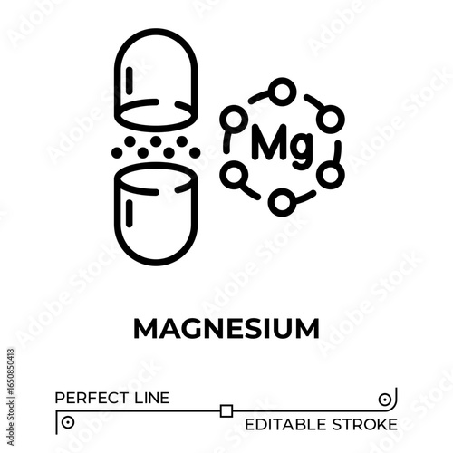 Vector line icon related to magnesium. Perfect Line. Editable Stroke.
