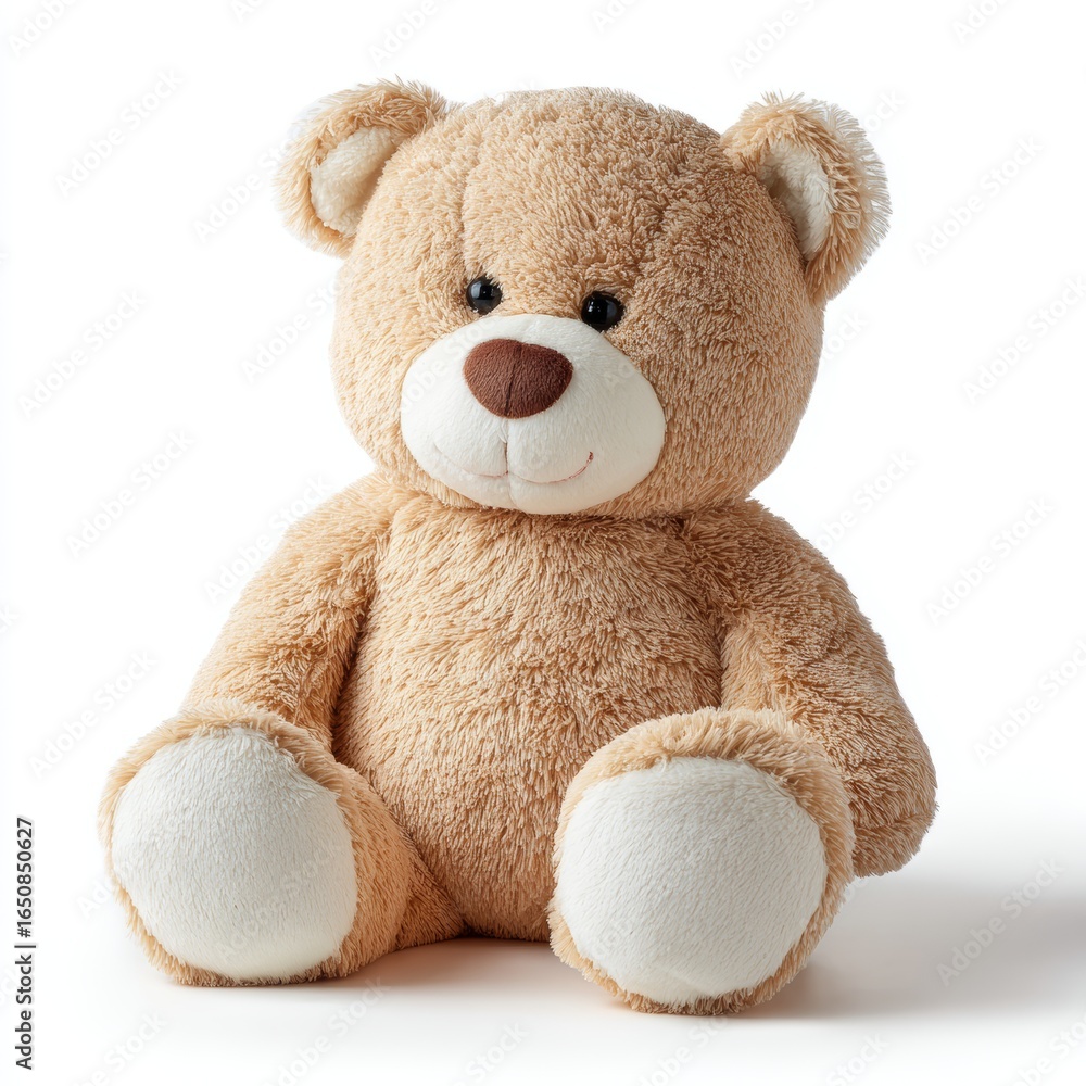 Obraz premium A cute and cuddly teddy bear, perfect for a child's companion. The bear has a soft, plush fur and is in a seated position