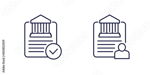 Bank document line icons on white