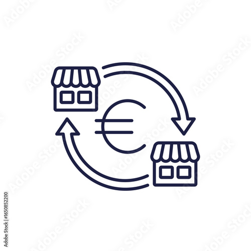 franchise icon, franchising business line design with euro