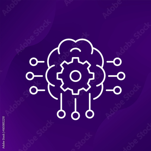 Deep Learning line icon, AI and technology design
