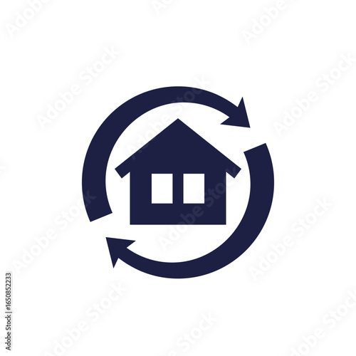 house flipping icon with a home and arrows