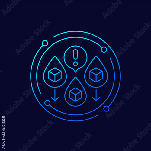 hypoglycemia icon, low blood sugar, linear design