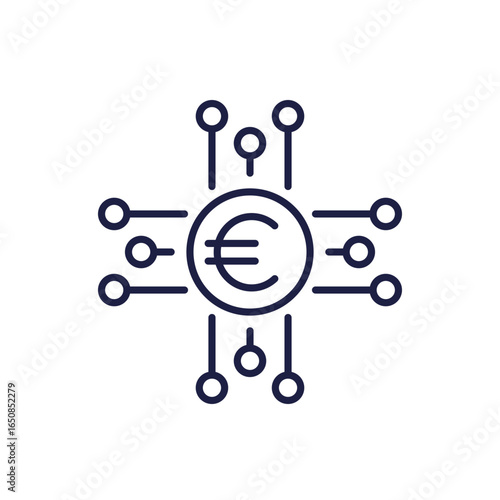 income streams or sources icon with euro, line design