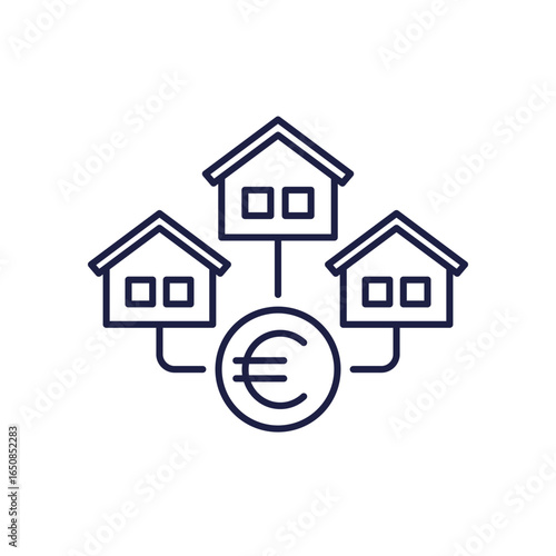 Housing market line icon with euro