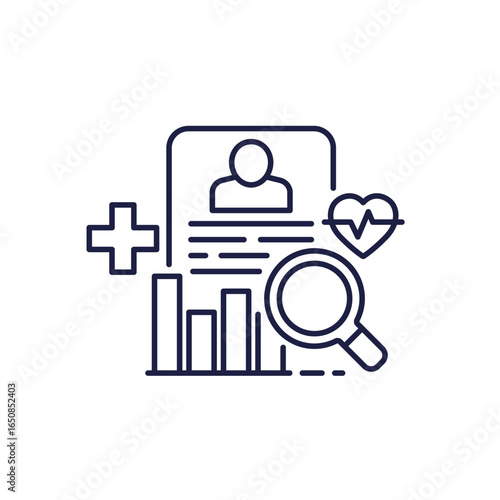 predictive health analytics icon in line design