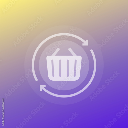 reorder icon with shopping cart, transparent design