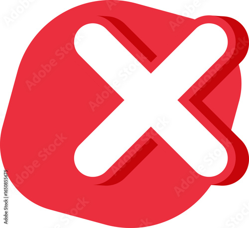 Red cross mark symbol used to represent error cancel or wrong choice in digital design