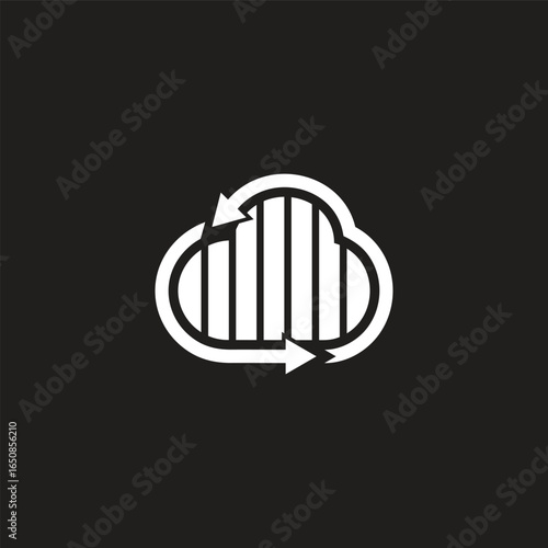 cloud rotate arrow synchronized symbol geometric design vector