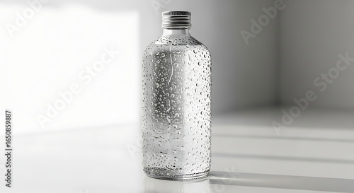 Icy Refreshment A Chilled Water Bottle with Condensation