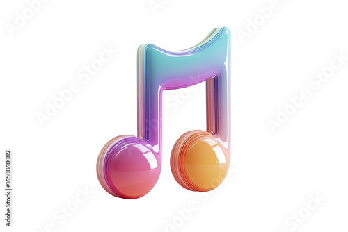 Vibrant, 3D music note icon with gradient colors