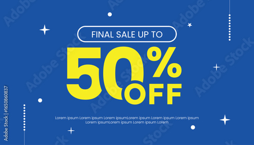 Modern Up to 50% off Logo sale banner template with bold typography, perfect for e-commerce, and marketing campaigns.